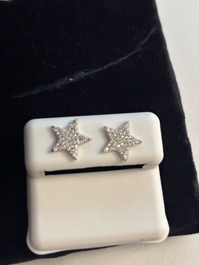 Silver Moissanite Star Stud Earrings - Sparkling Silver Starburst